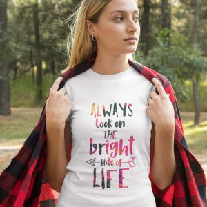 Always look at the right side of life kaobeiking cute graphic casual wear singapore teen fun typo quote black streetwear teeshirt