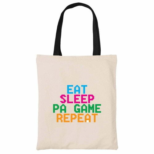 Eat-Sleep-Pa-Game-Beech-Canvas-Heavy-Duty-Handle-funny-canvas-tote-bag-carrier-shoulder-ladies-shoulder-shopping-bag