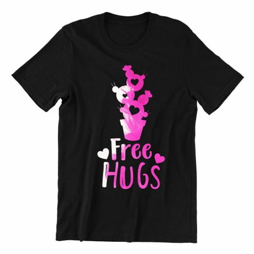 Free hugs kaobeiking cute graphic casual wear singapore teen fun typo quote black color streetwear teeshirt
