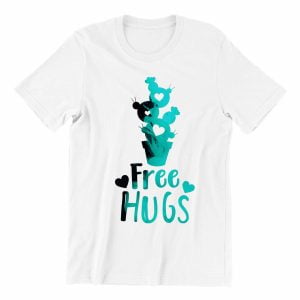 Free hugs kaobeiking cute graphic casual wear singapore teen fun typo quote white color streetwear teeshirt