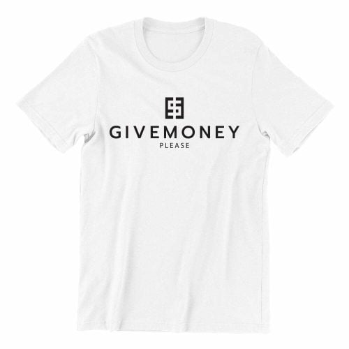 Give-money-white-short-sleeve-mens-teeshirt-singapore-kaobeiking-creative-print-fashion-store