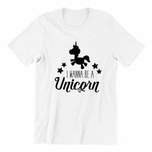 I want to be a unicorn kaobeiking cute graphic casual wear singapore teen fun streetwear white teeshirt