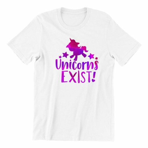 Unicorns exist kaobeiking cute graphic casual wear singapore teen fun quote white pink streetwear teeshirt