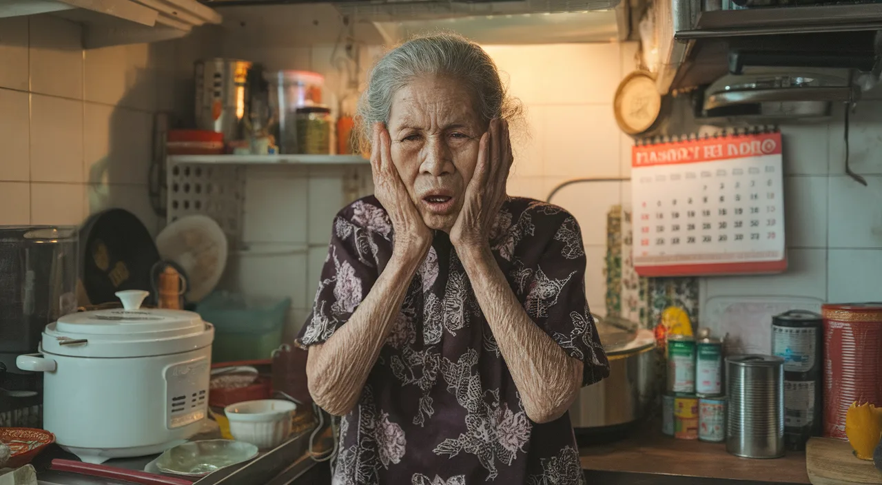 Ah Ma's classic reaction during daily routine Ah Ma expression during daily life