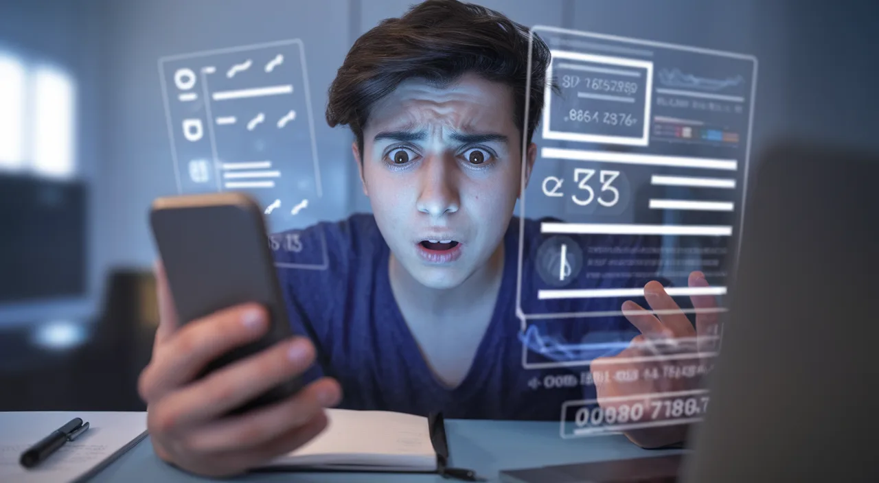 Confused Gen Z 'catch no ball' Young person looking confused at phone screen