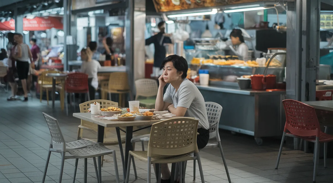 Person looking disappointed at empty table