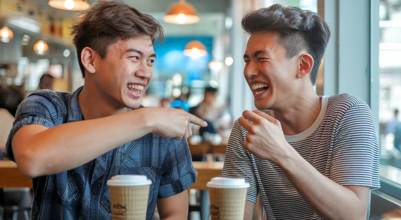 Friends joking about jump queue