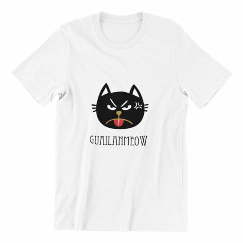Guailanmeow White Cat Teeshirt by Kaobeiking Singapore Teeshirt design online shop
