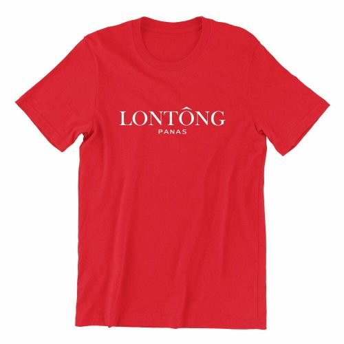 lontong-red-crew-neck-unisex-tshirt-singapore-kaobeking-funny-singlish-hokkien-clothing-label