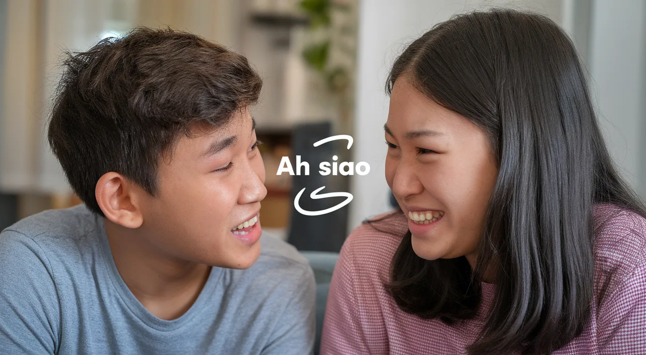 Using 'Ah siao'' to settle disputes Friends resolving argument with 'Ah siao'''