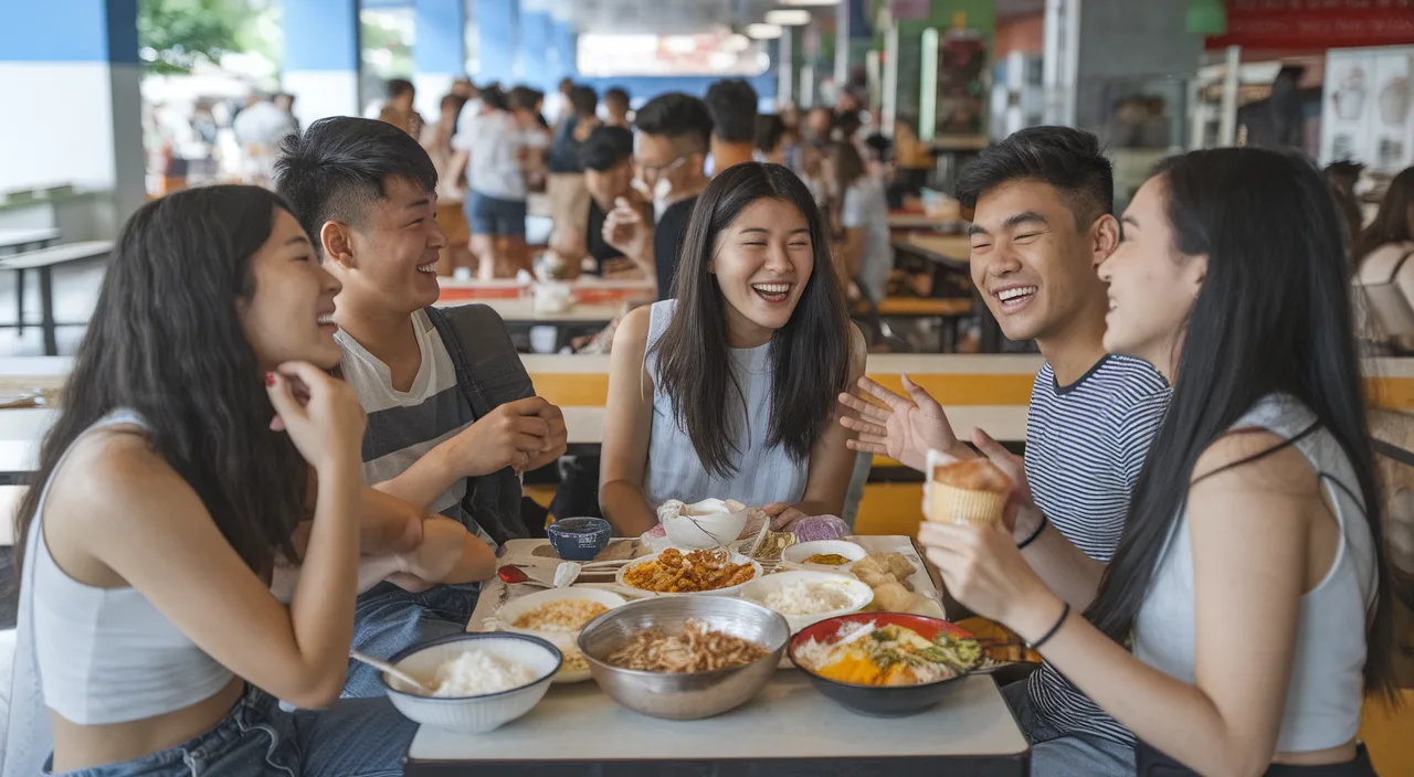 Teens laughing about pon class Young people using pon phrase