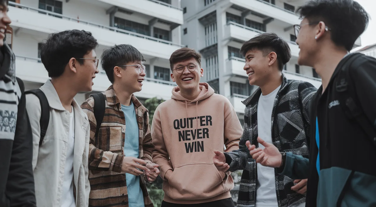 Singapore youths laughing over Singlish expressions
