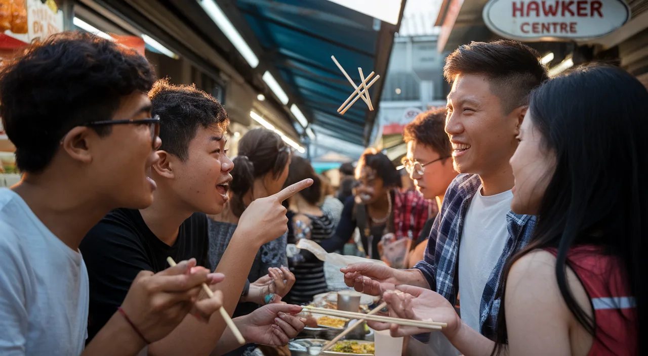 Locals using Singlish in conversation