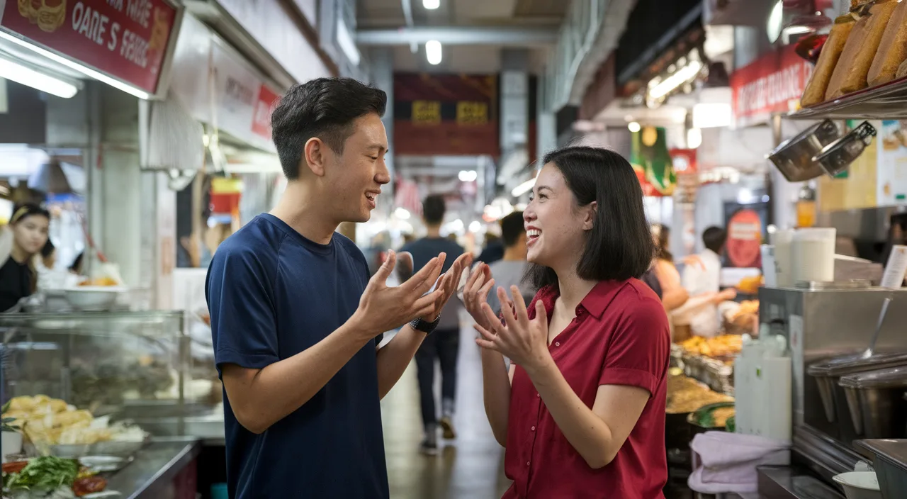 Animated Singlish conversation