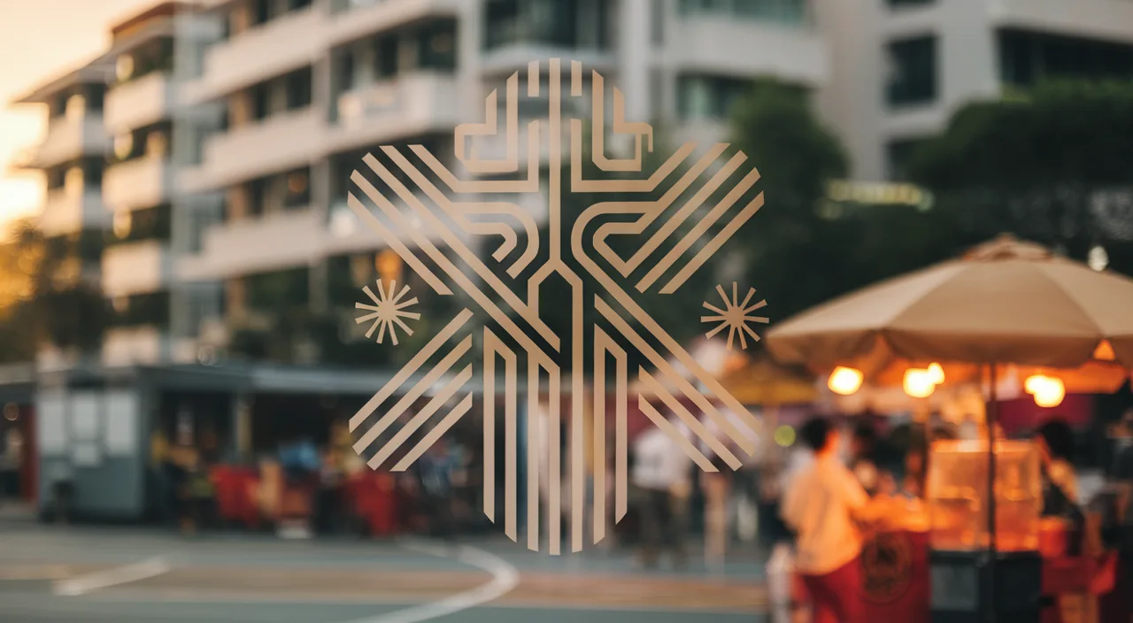 Singlish Cultural Identity Abstract depiction of community and shared understanding in Singapore