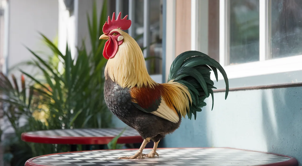 Cartoon of rooster for 'tan ku ku' Funny rooster illustration for Singapore slang