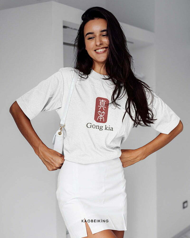 unisex oversize streetwear singapore tshirt woman in white tshirt gong kia dtg vinyl print unisex oversize streetwear singapore tshirt woman in white tshirt gong kia dtg vinyl print