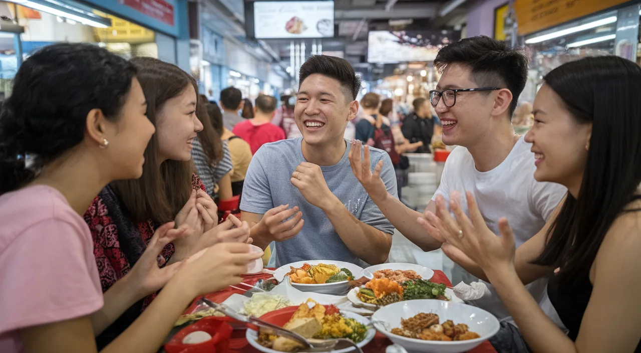 Person using Singlish at hawker centre